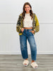POL Olive Contrast Print Zip Up Hoodie Top (Reg.)
