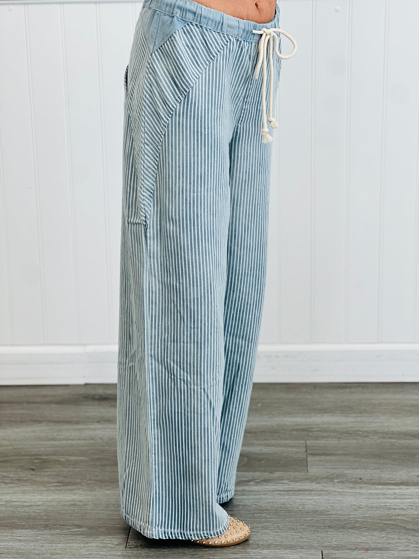 Denim Mineral Washed Pinstripe Drawstring Pants (Reg.)