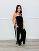 Black Side Stripe Tube Top Jumpsuit (Reg. and Plus)