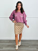 Beige Checkered Midi Skirt (Reg & Plus)