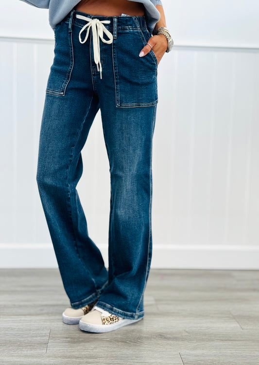 Judy Blue Darling Drawstring Wide Leg Jeans (Reg. & Plus)