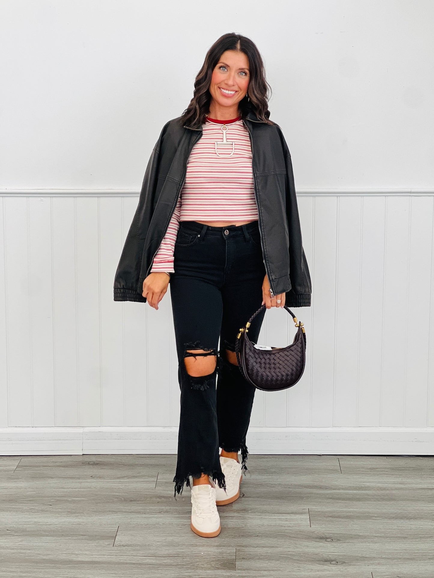 Choco Zip-Up Faux Leather Jacket (Reg.)