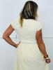 Pale Yellow Shirred Midi Dress (Reg & Plus)