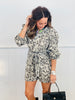 Taupe Leopard Print Long Sleeve Romper (Reg. and Plus)