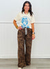 Brown Leopard Lace Up Pants (Reg & Plus)