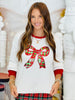 Cream Sequin Holiday Bow LS Top (Reg & Plus)