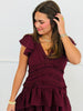 Dark Wine Ruffled Tiered  Midi Dress (Reg & Plus)
