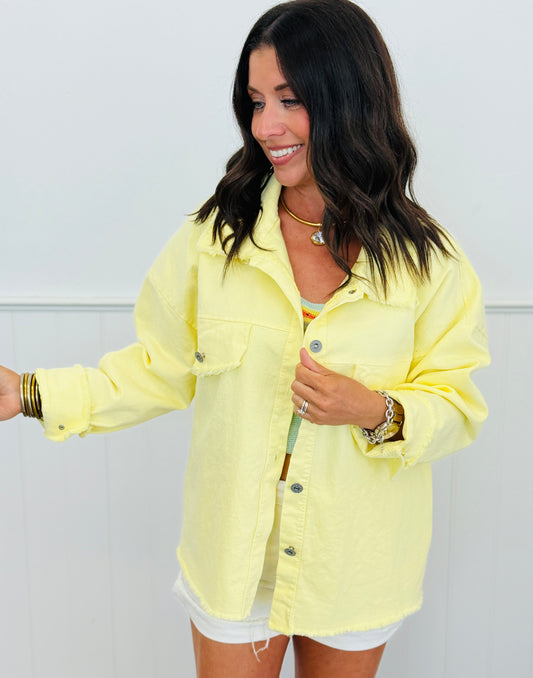 Yellow Distressed Button Up Jacket (One Size)