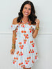 Striped Tomato Print Mini Dress (Reg. and Plus)