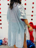 POL Powder Blue Loose Weave Tassel Midi Cardigan (Reg.)