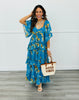 Jade Blue Floral Chiffon Maxi Dress (Reg & Plus)