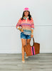 Multi Stripe Scalloped Collar Top (Reg.)