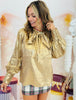 Gold Metallic Bow Tie Blouse (Reg.)
