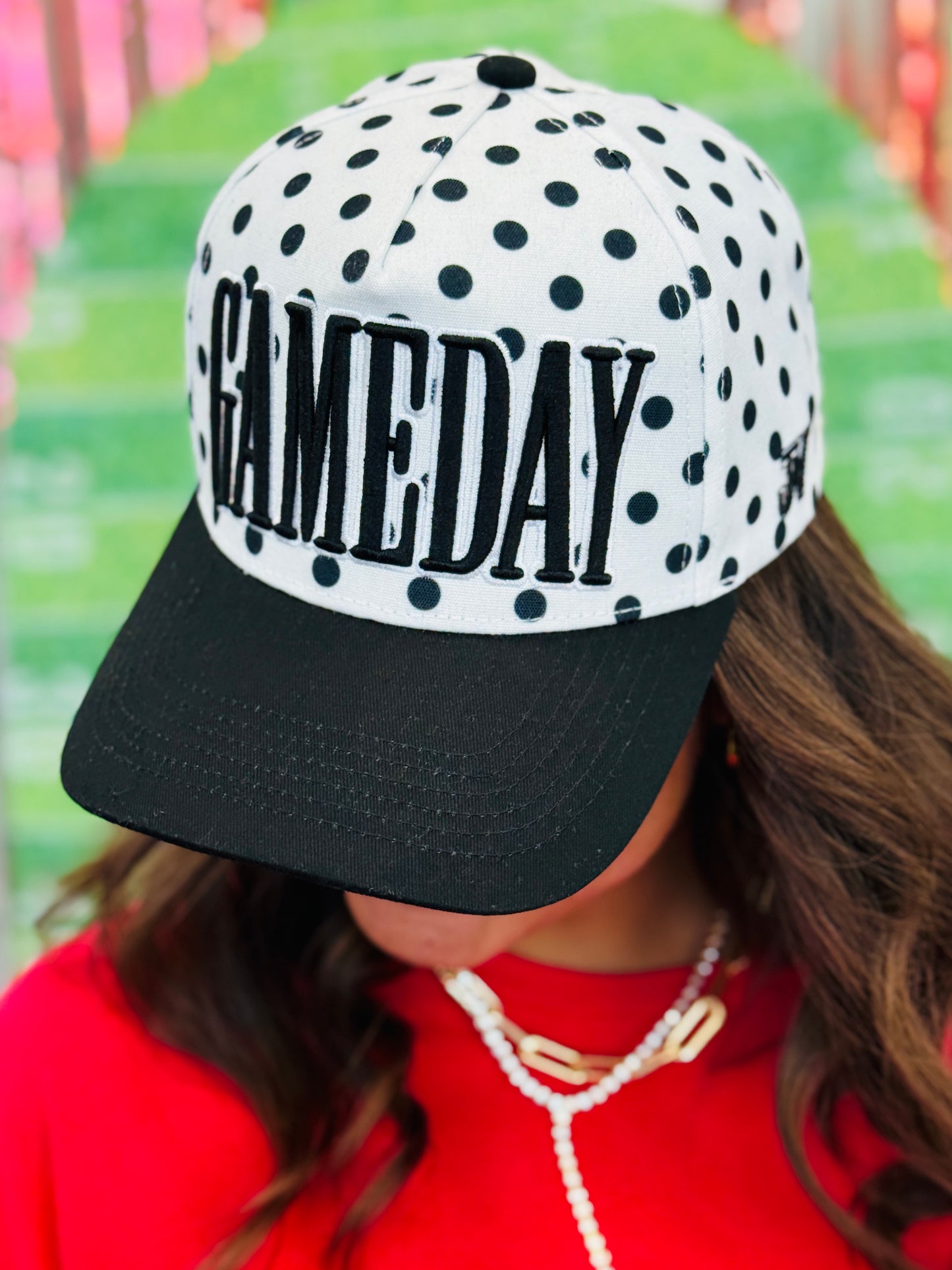 Game Day Black and White Polka Dots Cap