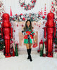 Queen Of Sparkles Colorblock Polka Dot Christmas Icon Mini Dress (Reg. & Plus)