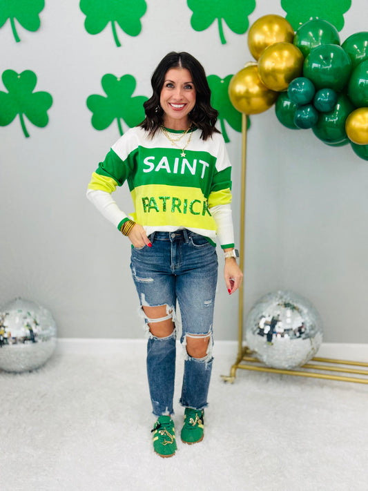 Green Multi Saint Patrick Sequin Sweater (Reg)