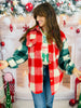Red Multi Plaid Button Down Shacket (Reg. and Plus.)