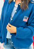 Navy Embroidered USA Flag Sweater Cardigan (Reg.)