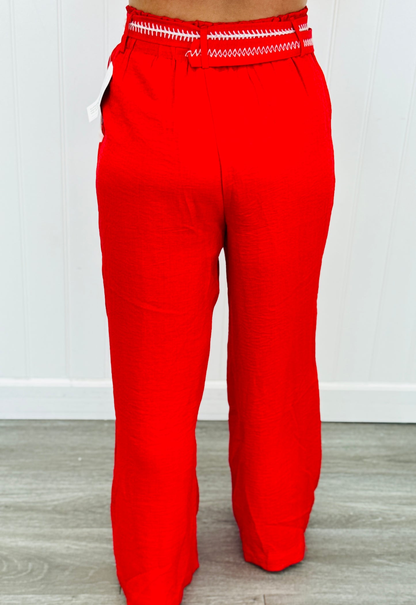Red Embroidery Accent Wide Leg Pants (Reg.)