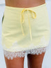 Light Yellow Lace Trim Mini Skirt (Reg.)