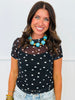 Polka Dot Mesh Blouse (Reg & Plus) - 5 Colors