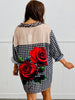 Contrast Print Roses Button Up Top (OS & PLUS)