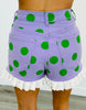 Purple Polka Dot Denim Ruffle Shorts (Reg.)