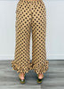 Taupe/Brown Ruffled Hem Polka Dot Pants (Reg.)