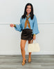 Washed Denim Button Down Top (Reg.)