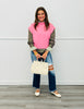 Pink Mock Neck Ribbed Dolman Sweater Top (Reg.)