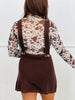 Brown Knit Overall Mini Dress (Reg & Plus)