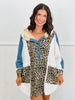 Leopard & Denim Oversized Hoodie Shirt (Reg.)