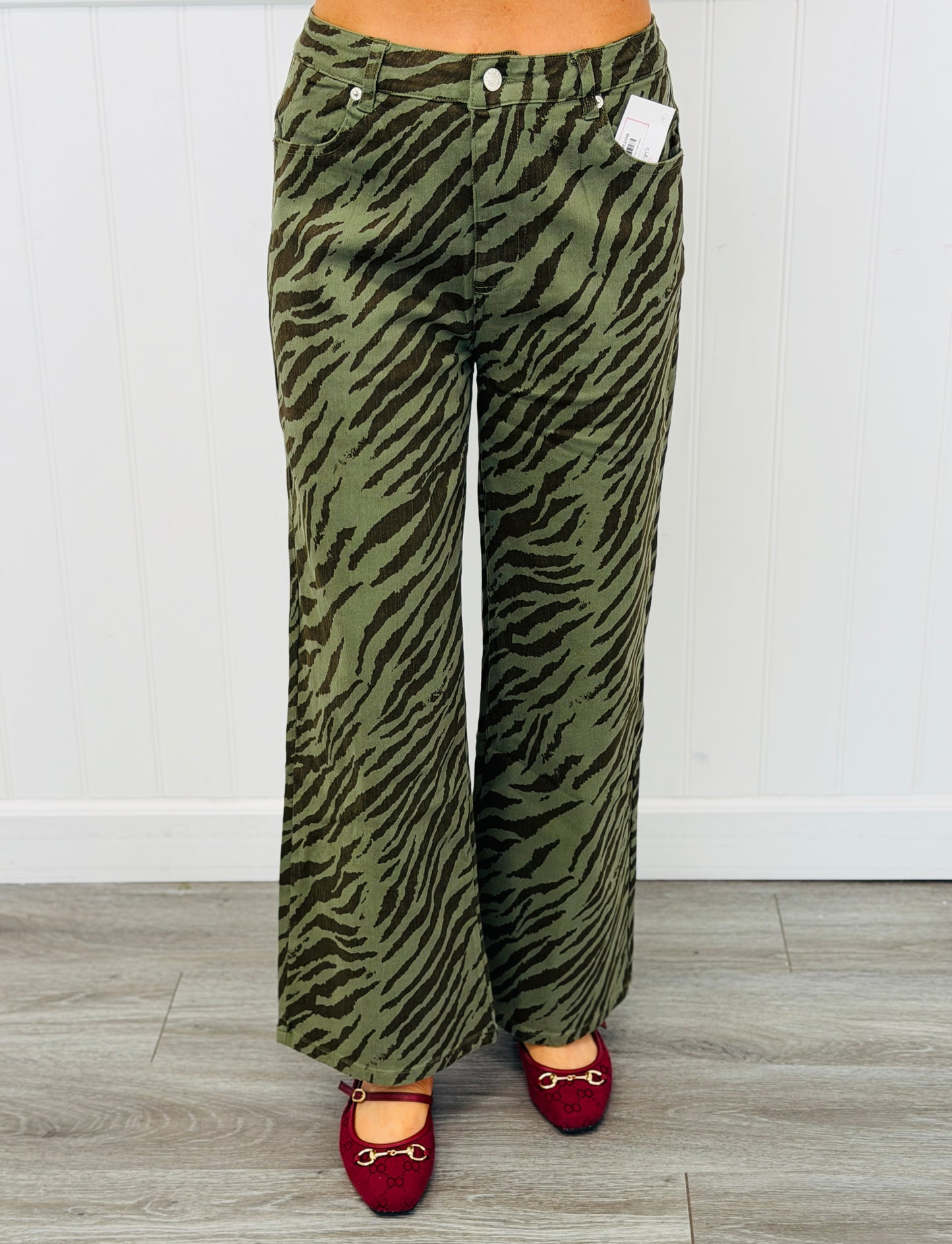 Olive Zebra Print Wide Leg Pants (Reg.)