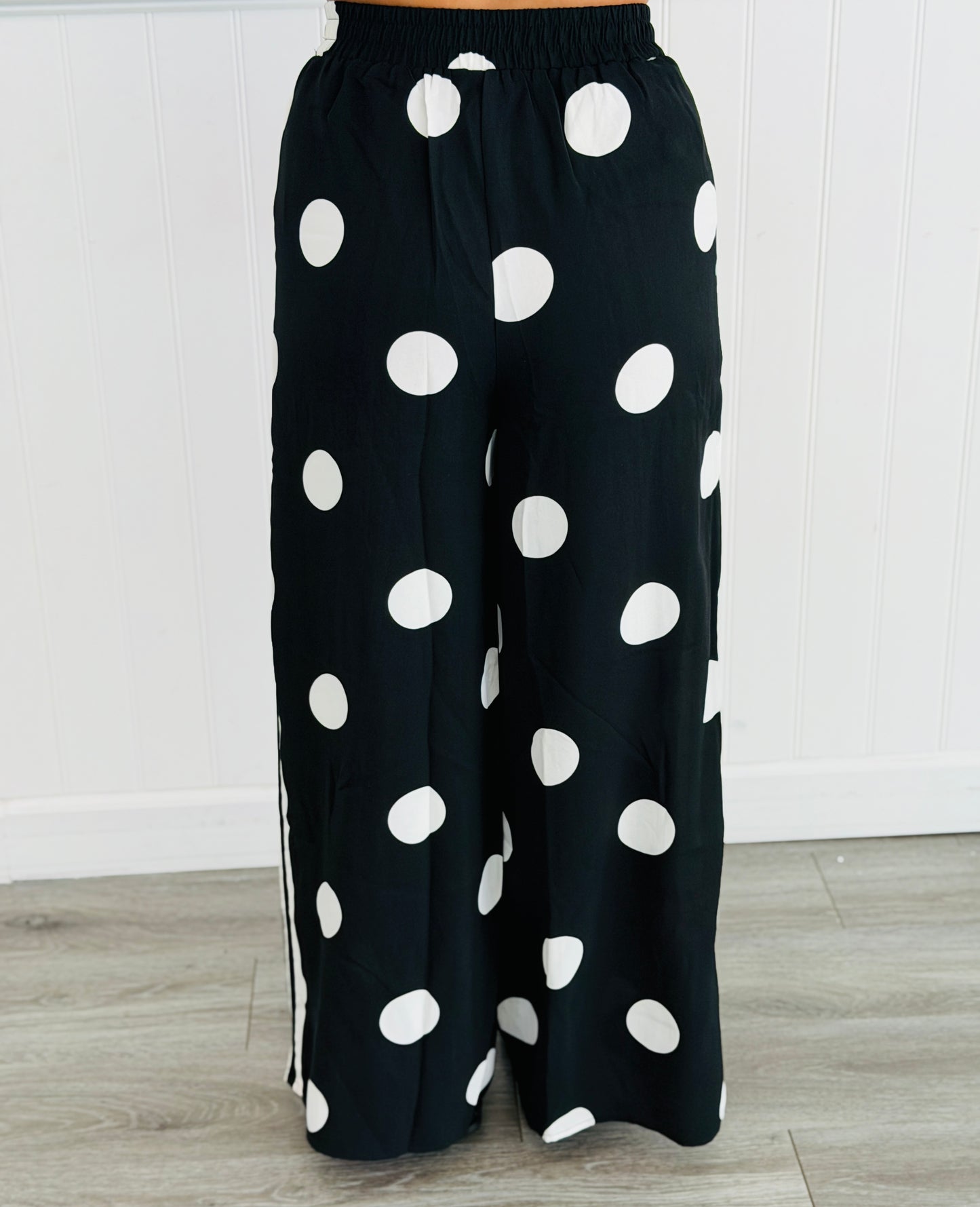 Black/White Polka Dot Top & Pants Set (Reg & Plus)