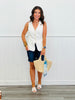 White Button Down Vest Top (Reg.)