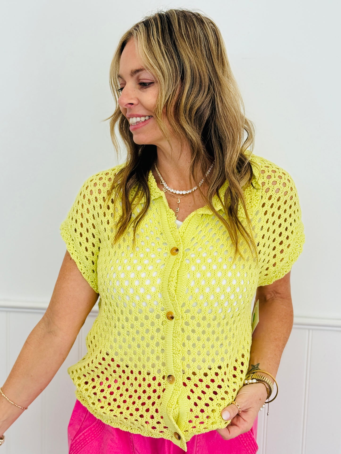 Open-knit Short-sleeve Cardigan (Reg. and Plus) - 3 Colors