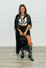 Black Front Tie Tassel Longline Cardigan (OS & Plus)