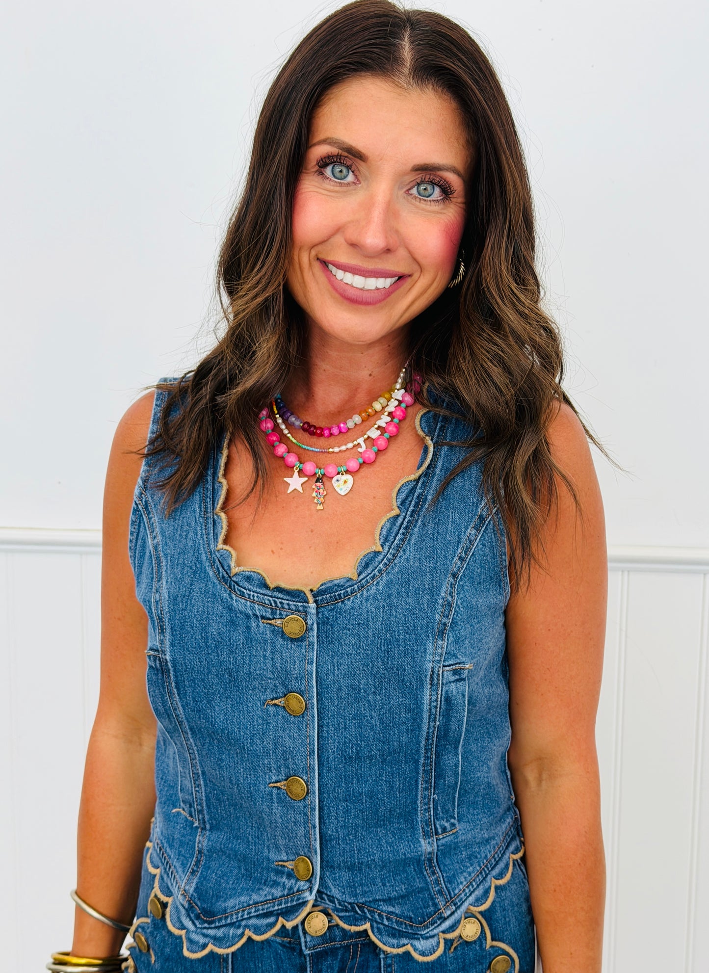 Denim Scalloped Hem Vest Top (Reg.)