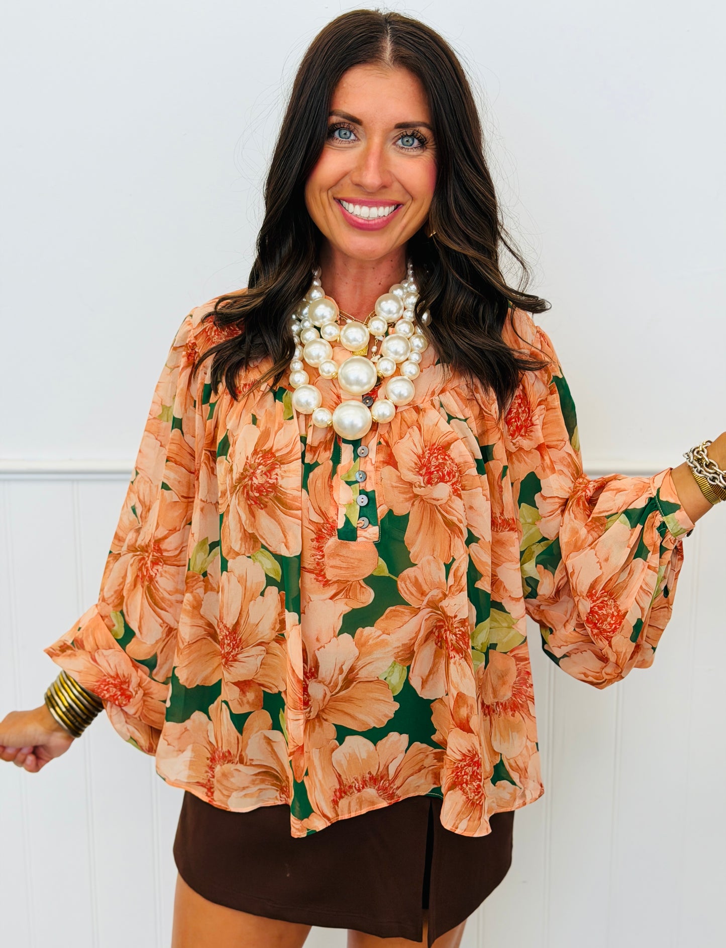 Watercolor Floral Chiffon Blouse (Reg & Plus)