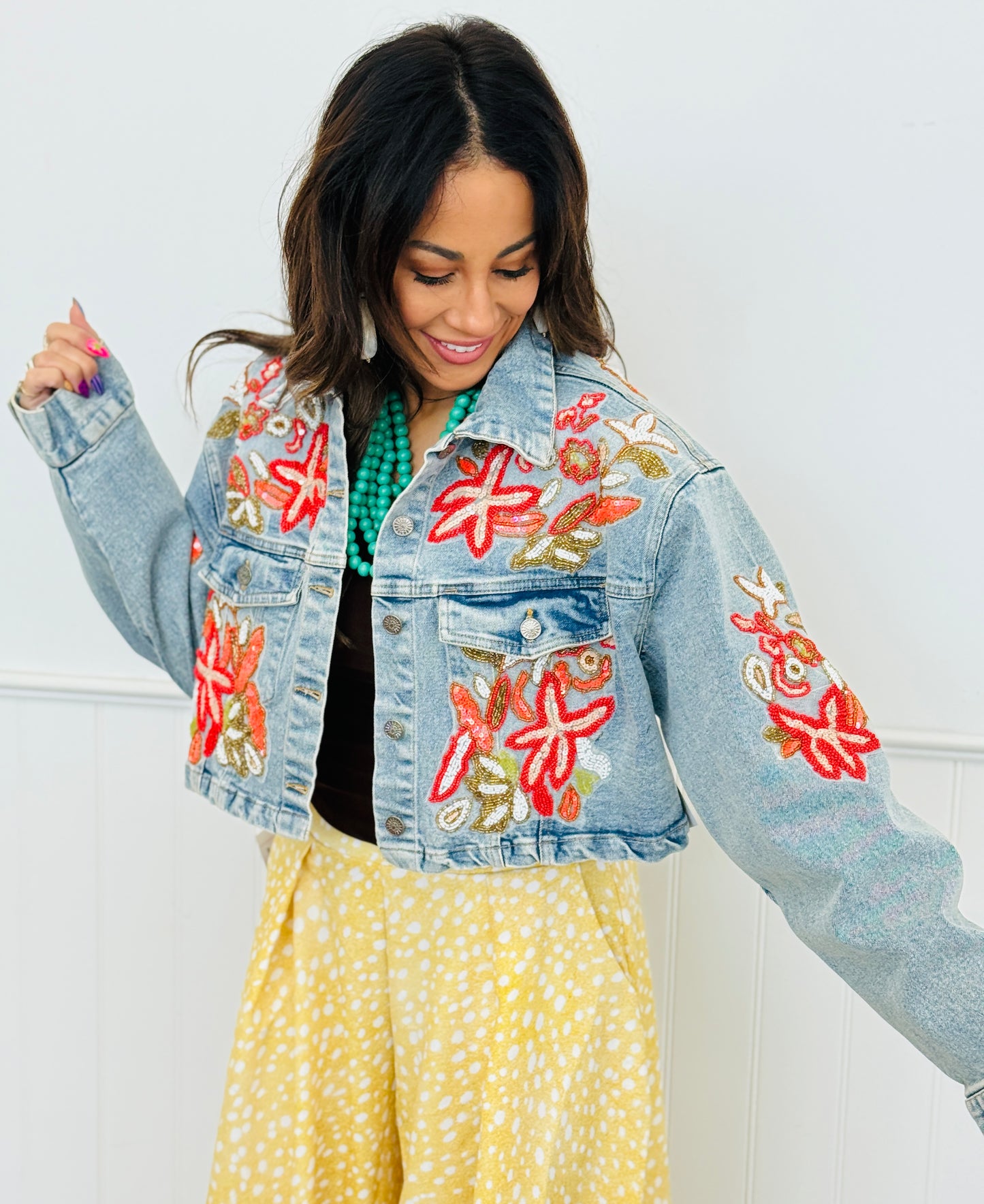 POL Bloom & Shine Beaded Denim Jacket (Reg.)