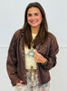 Dk Brown Stud Detail Zip Up Jacket (Reg & Plus)