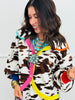 Queen Of Sparkles White & Brown Cow Print Cardigan (Reg. & Plus)