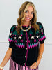 Black Multi Festive Sweater Cardigan (Reg & Plus)