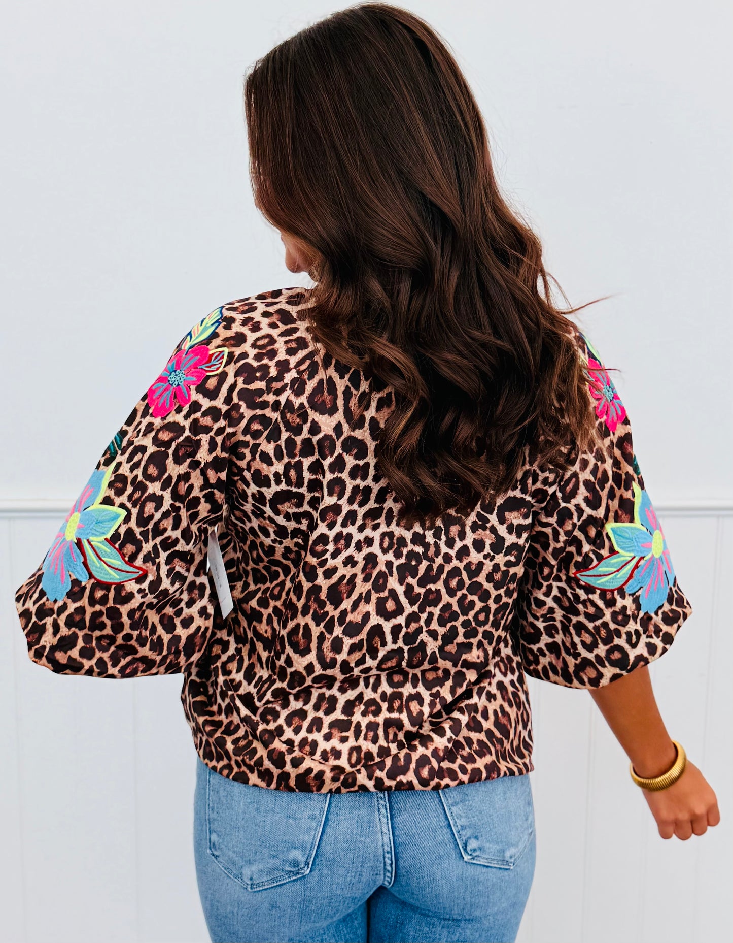 Donna Leopard Embroidered Top (Reg. and Plus)