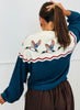 Queen Of Sparkles Blue & Ivory Colorblock Duck Rhinestone Cardigan (Reg. and Plus)