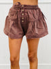 Washed Mocha Flare Shorts (Reg.)