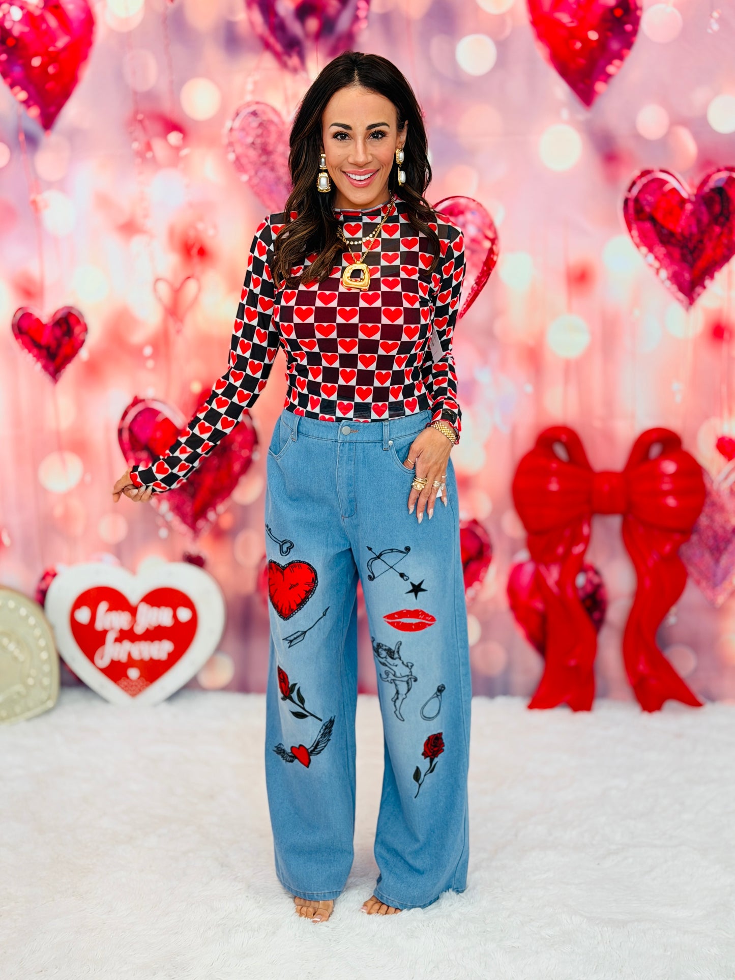 Feel The Love Mesh LS Top (Reg. and Plus)