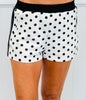 White/Black Polka Dot Side Stripe Shorts (Reg.)