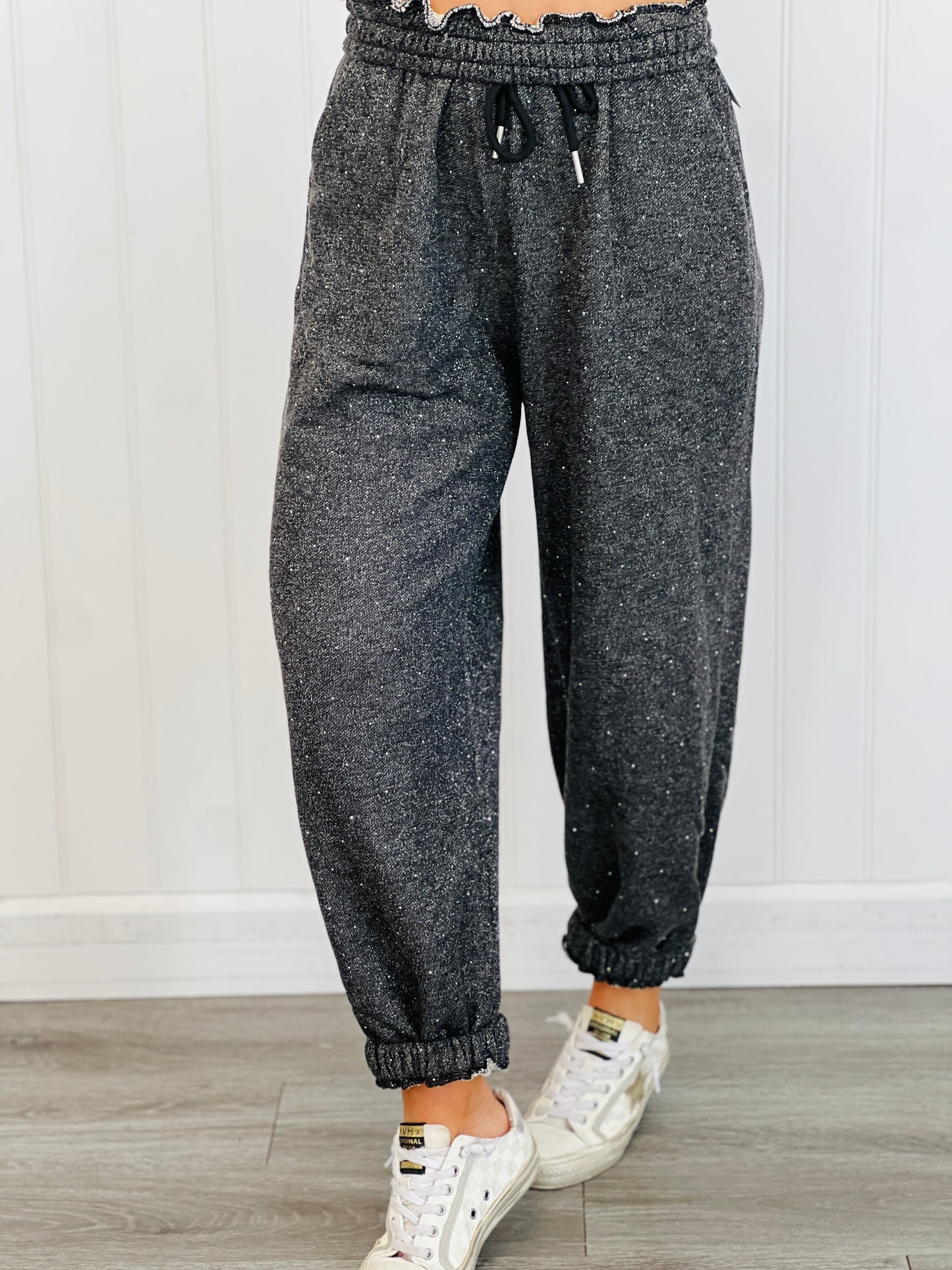 Black Limestone Speckled Fleece Top/Pant Set (Reg & Plus)