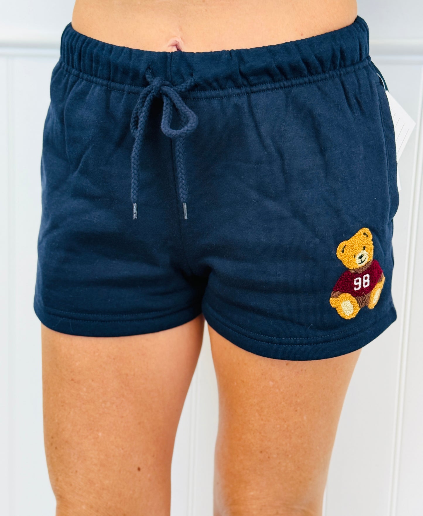 Deep Navy Teddy Bear Graphic Shorts (Reg.)